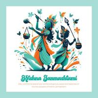 Krishna janmashtami social meios de comunicação modelo vetor