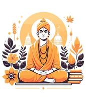 Mahavir Swami Jayanti social meios de comunicação modelo vetor