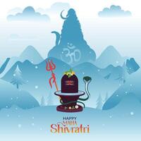 maha Shivratri celebração postar e fundo com senhor shiva silhueta com faca ling vetor ilustração