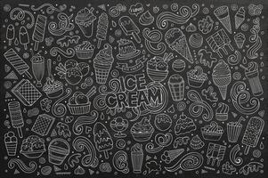 quadro-negro vetor desenho animado conjunto do sorvete objetos