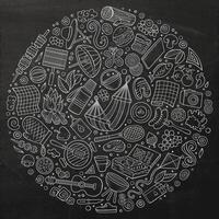 conjunto do piquenique desenho animado rabisco objetos, símbolos e Itens vetor