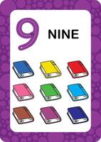 números flashcards. número dezessete educacional matemática cartão para crianças. aprender contando números. vetor