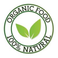 alimentos orgânicos letras 100% naturais em um círculo