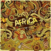 desenho animado fofa rabiscos África quadro, Armação vetor