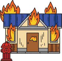 queimando casa desenho animado colori clipart ilustração vetor