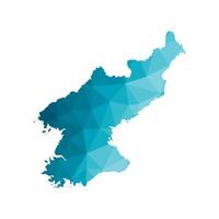 vetor isolado ilustração ícone com simplificado azul silhueta do norte Coréia mapa. poligonal geométrico estilo, triangular formas. branco fundo.