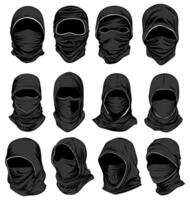 conjunto cheio face mascarar ícone. balaclava mascarar vetor ilustração