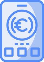euro placa linha preenchidas azul ícone vetor