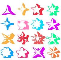 conjunto colorida na moda estrelas ícone logotipo elementos vetor ilustração