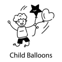 na moda criança balões vetor