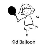 na moda criança balão vetor