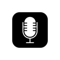 podcast microfone ícone vetor em quadrado fundo