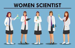 conjunto de personagens femininas cientista vetor
