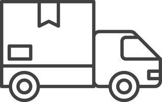Entrega pacote caixa em caminhão, velozes envio, Entrega o negócio logotipo, envio direto, linha arte vetor ícone.