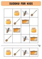 sudoku para crianças com abelha. jogos para crianças. imprimível Páginas para pré-escolares vetor