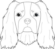descuidado rei Charles spaniel cachorro fácil coloração desenho animado vetor ilustração. isolado em branco fundo