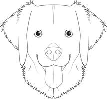 dourado retriever cachorro fácil coloração desenho animado vetor ilustração. isolado em branco fundo