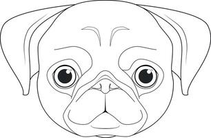 pug cachorro fácil coloração desenho animado vetor ilustração. isolado em branco fundo