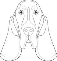 basset cão de caça cachorro fácil coloração desenho animado vetor ilustração. isolado em branco fundo