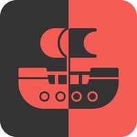 pirata navio vermelho inverso ícone vetor