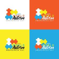 mundo autismo consciência dia. logotipo texto Projeto conceito vetor