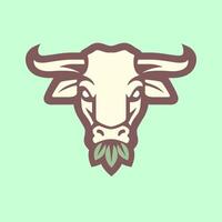 cabeça vaca grandes chifre gado mascote personagem colorida moderno desenho animado logotipo Projeto vetor ícone ilustração