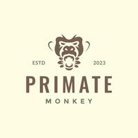 macaco rugido primata retrato mascote personagem hipster vintage logotipo Projeto vetor ícone ilustração