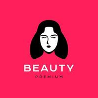 lindo face mulher feminino Preto cabelo limpar \ limpo mascote moderno colorida simples logotipo Projeto vetor ícone ilustração