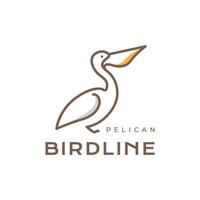 pelicano pássaro grande bico simples linha estilo mínimo colori moderno logotipo Projeto vetor ícone ilustração