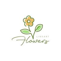 margarida flor feminino jardinagem botânico florista linha estilo colorida simples logotipo Projeto vetor ícone ilustração