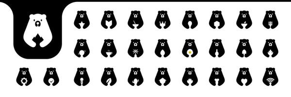 Urso fofa plano moderno ícone coleção logotipo Projeto vetor