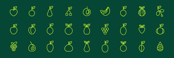 frutas coleção linha estilo moderno mínimo simples ícone conjunto logotipo Projeto vetor ilustração