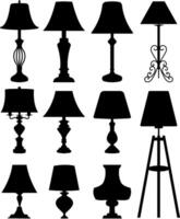 chão lâmpadas silhuetas definir. vetor ilustrações do mesa lâmpadas isolado em branco fundo. estênceis do lâmpadas. lâmpadas para vivo sala, quarto.