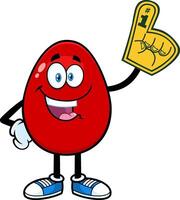 vermelho Páscoa ovo desenho animado personagem vestindo uma espuma dedo. vetor ilustração isolado em branco fundo