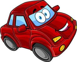 sorridente fofa vermelho carro desenho animado personagem. vetor mão desenhado ilustração isolado em transparente fundo