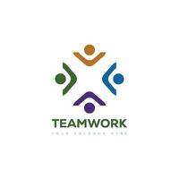 design de logotipo de comunidade de pessoas de trabalho em equipe vetor