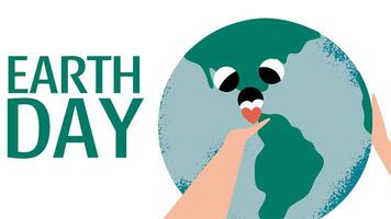 internacional mãe terra dia gráfico desenho animado bandeira. de Meio Ambiente e sustentabilidade fundo. amor planeta conceito. vetor