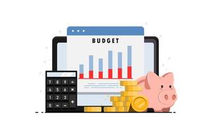 despesas planejamento financeiro para a futuro conceito, Barra gráfico financeiro despesas Cálculo análise, digital marketing ilustração. vetor