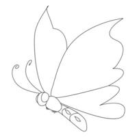 contínuo 1 linha borboleta vôo solteiro linha esboço arte desenhando ilustração vetor