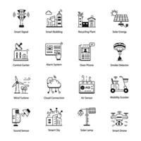 conjunto do 16 inteligente cidade linear ícones vetor