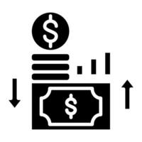 dinheiro fluxo análise ícone vetor ilustração