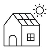 inteligente casa linha ícone casa com solar painel em teto. vetor
