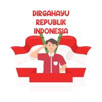 ilustração do dirgahayu republik Indonésia vetor