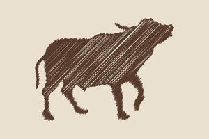 vintage gravação isolado vaca conjunto ilustração tinta esboço. vetor