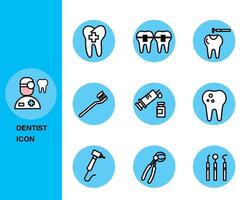 dental ícones definir. dentista, escova de dente, furar, espelho. dental conceito. pode estar usava para tópicos gostar odontologia, vetor