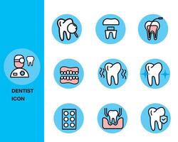 dental ícones definir. dentista, escova de dente, furar, espelho. dental conceito. pode estar usava para tópicos gostar odontologia, vetor
