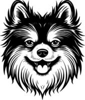 pomerânia - Preto e branco isolado ícone - vetor ilustração