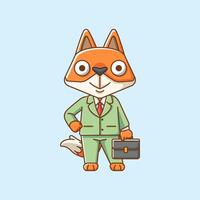 fofa Raposa homem de negocios terno escritório trabalhadores desenho animado animal personagem mascote ícone plano estilo ilustração conceito vetor