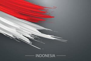 3d grunge escova acidente vascular encefálico bandeira do Indonésia vetor