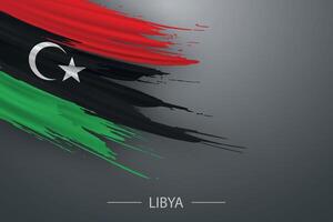 3d grunge escova acidente vascular encefálico bandeira do Líbia vetor